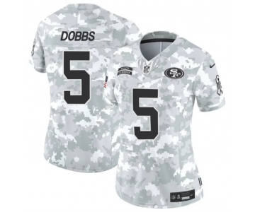 Women's San Francisco 49ers #5 Joshua Dobbs 2024 F.U.S.E Arctic Camo Salute To Service Limited Stitched Jersey