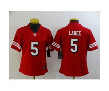 Women's San Francisco 49ers #5 Trey Lance Limited Red Rush Vapor Untouchable Football Jerseys