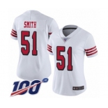 Women's San Francisco 49ers #51 Malcolm Smith Limited White Rush Vapor Untouchable 100th Season Football Jersey