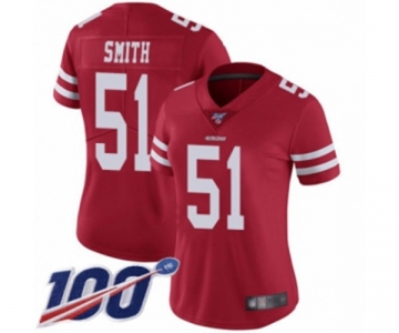 Women's San Francisco 49ers #51 Malcolm Smith Red Team Color Vapor Untouchable Limited Player 100th Season Football Jersey