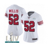 Women's San Francisco 49ers #52 Patrick Willis Limited White Rush Vapor Untouchable Super Bowl LIV Bound Football Jersey