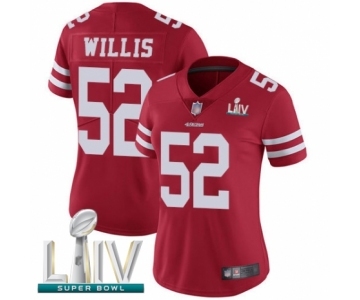 Women's San Francisco 49ers #52 Patrick Willis Red Team Color Vapor Untouchable Limited Player Super Bowl LIV Bound Football Jersey