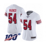 Women's San Francisco 49ers #54 Fred Warner Limited White Rush Vapor Untouchable 100th Season Football Jersey