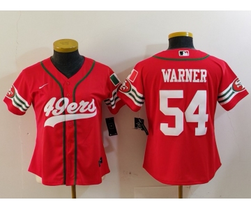 Women's San Francisco 49ers #54 Fred Warner Red Mexico Cool Base Stitched Baseball Jersey