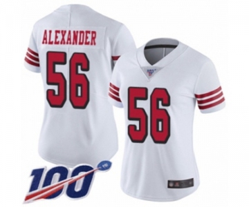 Women's San Francisco 49ers #56 Kwon Alexander Limited White Rush Vapor Untouchable 100th Season Football Jersey