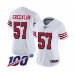 Women's San Francisco 49ers #57 Dre Greenlaw Limited White Rush Vapor Untouchable 100th Season Football Jersey