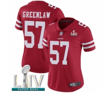 Women's San Francisco 49ers #57 Dre Greenlaw Red Team Color Vapor Untouchable Limited Player Super Bowl LIV Bound Football Jersey