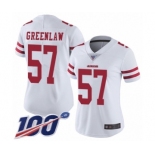 Women's San Francisco 49ers #57 Dre Greenlaw White Vapor Untouchable Limited Player 100th Season Football Jersey