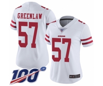 Women's San Francisco 49ers #57 Dre Greenlaw White Vapor Untouchable Limited Player 100th Season Football Jersey