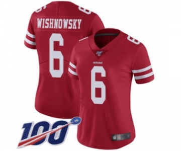 Women's San Francisco 49ers #6 Mitch Wishnowsky Red Team Color Vapor Untouchable Limited Player 100th Season Football Jersey