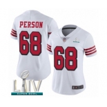 Women's San Francisco 49ers #68 Mike Person Limited White Rush Vapor Untouchable Super Bowl LIV Bound Football Jersey