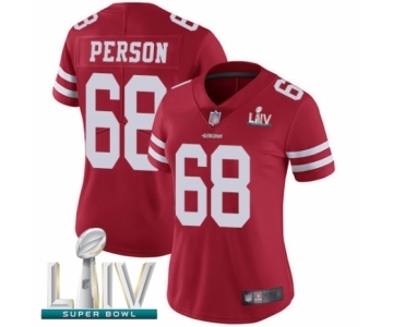 Women's San Francisco 49ers #68 Mike Person Red Team Color Vapor Untouchable Limited Player Super Bowl LIV Bound Football Jersey