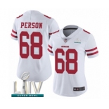 Women's San Francisco 49ers #68 Mike Person White Vapor Untouchable Limited Player Super Bowl LIV Bound Football Jersey