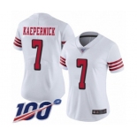 Women's San Francisco 49ers #7 Colin Kaepernick Limited White Rush Vapor Untouchable 100th Season Football Jersey