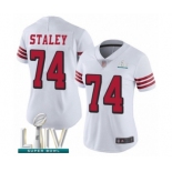 Women's San Francisco 49ers #74 Joe Staley Limited White Rush Vapor Untouchable Super Bowl LIV Bound Football Jersey