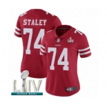 Women's San Francisco 49ers #74 Joe Staley Red Team Color Vapor Untouchable Limited Player Super Bowl LIV Bound Football Jersey