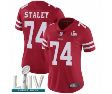 Women's San Francisco 49ers #74 Joe Staley Red Team Color Vapor Untouchable Limited Player Super Bowl LIV Bound Football Jersey