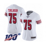 Women's San Francisco 49ers #75 Laken Tomlinson Limited White Rush Vapor Untouchable 100th Season Football Jersey