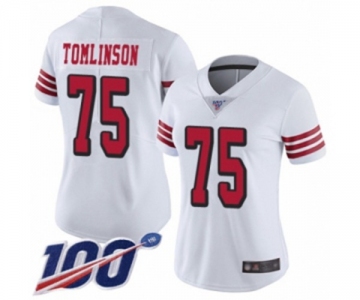 Women's San Francisco 49ers #75 Laken Tomlinson Limited White Rush Vapor Untouchable 100th Season Football Jersey