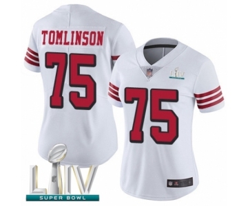 Women's San Francisco 49ers #75 Laken Tomlinson Limited White Rush Vapor Untouchable Super Bowl LIV Bound Football Jersey