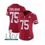 Women's San Francisco 49ers #75 Laken Tomlinson Red Team Color Vapor Untouchable Limited Player Super Bowl LIV Bound Football Jersey