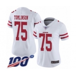 Women's San Francisco 49ers #75 Laken Tomlinson White Vapor Untouchable Limited Player 100th Season Football Jersey