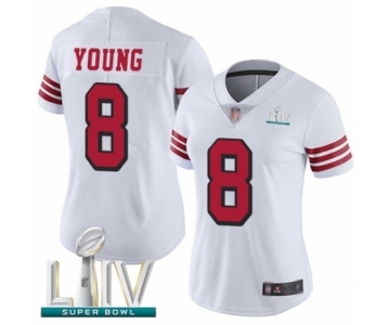 Women's San Francisco 49ers #8 Steve Young Limited White Rush Vapor Untouchable Super Bowl LIV Bound Football Jersey