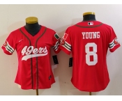 Women's San Francisco 49ers #8 Steve Young Red Mexico Cool Base Stitched Baseball Jersey