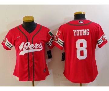 Women's San Francisco 49ers #8 Steve Young Red Mexico Cool Base Stitched Baseball Jersey