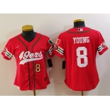 Women's San Francisco 49ers #8 Steve Young Red Mexico Cool Base Stitched Baseball Jerseys