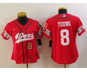 Women's San Francisco 49ers #8 Steve Young Red Mexico Cool Base Stitched Baseball Jerseys