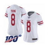 Women's San Francisco 49ers #8 Steve Young White Vapor Untouchable Limited Player 100th Season Football Jersey