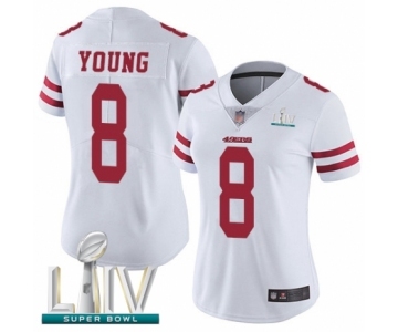 Women's San Francisco 49ers #8 Steve Young White Vapor Untouchable Limited Player Super Bowl LIV Bound Football Jersey