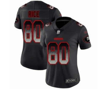 Women's San Francisco 49ers #80 Jerry Rice Limited Black Smoke Fashion Football Jersey