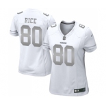 Women's San Francisco 49ers #80 Jerry Rice Limited White Platinum Football Jersey