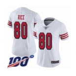 Women's San Francisco 49ers #80 Jerry Rice Limited White Rush Vapor Untouchable 100th Season Football Jersey