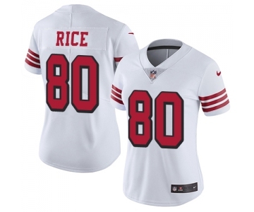 Women's San Francisco 49ers #80 Jerry Rice Limited White Rush Vapor Untouchable Football Jersey