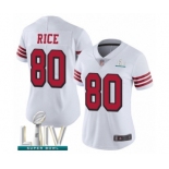 Women's San Francisco 49ers #80 Jerry Rice Limited White Rush Vapor Untouchable Super Bowl LIV Bound Football Jersey