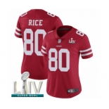 Women's San Francisco 49ers #80 Jerry Rice Red Team Color Vapor Untouchable Limited Player Super Bowl LIV Bound Football Jersey