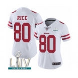 Women's San Francisco 49ers #80 Jerry Rice White Vapor Untouchable Limited Player Super Bowl LIV Bound Football Jersey