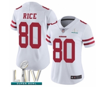 Women's San Francisco 49ers #80 Jerry Rice White Vapor Untouchable Limited Player Super Bowl LIV Bound Football Jersey