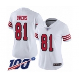 Women's San Francisco 49ers #81 Terrell Owens Limited White Rush Vapor Untouchable 100th Season Football Jersey