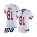 Women's San Francisco 49ers #81 Terrell Owens White Vapor Untouchable Limited Player 100th Season Football Jersey