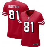 Women's San Francisco 49ers #81 Trent sherfield Red Retro Game Football Jersey