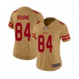 Women's San Francisco 49ers #84 Kendrick Bourne Limited Gold Inverted Legend Football Jersey