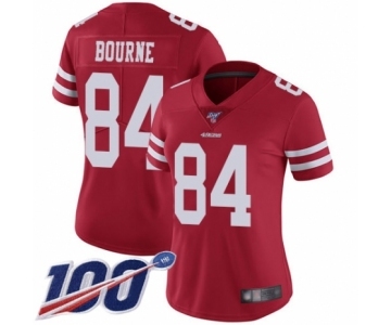 Women's San Francisco 49ers #84 Kendrick Bourne Red Team Color Vapor Untouchable Limited Player 100th Season Football Jersey