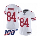 Women's San Francisco 49ers #84 Kendrick Bourne White Vapor Untouchable Limited Player 100th Season Football Jersey