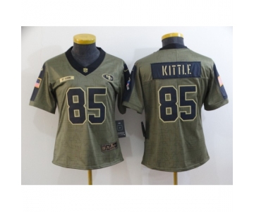 Women's San Francisco 49ers #85 George Kittle Nike Olive 2021 Salute To Service Limited Player Jersey