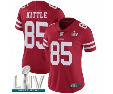 Women's San Francisco 49ers #85 George Kittle Red Team Color Vapor Untouchable Limited Player Super Bowl LIV Bound Football Jersey