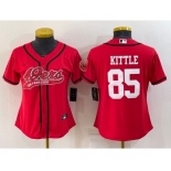 Women's San Francisco 49ers #85 George Kittle Red With Patch Cool Base Stitched Baseball Jersey